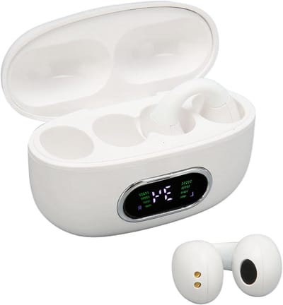 Vertaler met 144 talen, stereo oortelefoon voor vertaling, clip-on design, inclusief oplaadetui - geschikt voor IOS - wit.