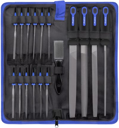 Vijlenset, 16-delig, werkplaatsvijl, set incl. platte vijl, halfronde vijl, ronde vijl, driehoekige vijl, sleutelvijlen voor 3D-druk, houtwerk en werkplaats