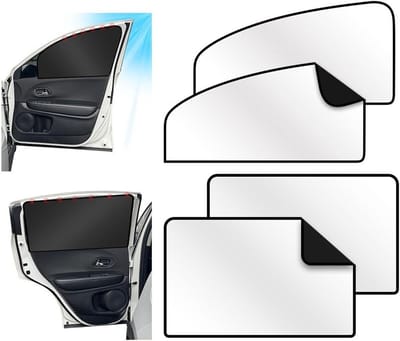 4-delige Auto Zonnebrandbescherming, Zijkant Raamzonnescherm Blokkeert UV-stralen, Ideaal voor Baby's, Kinderen, Volwassenen en Huisdieren, Volledige Bedekking voor Zijkanten van de Auto, Geschikt voor de meeste Voertuigen