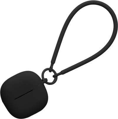 kwmobile oordopjes case geschikt voor Xiaomi Redmi Buds 6 Lite hoesje - Oortjes cover met handstrap - In-ear koptelefoon hoes - Silicone in zwart