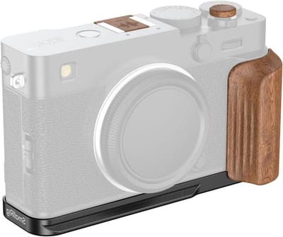 L-vormige montageplaat met houten handvat voor FUJIFILM X-E5 - Stabiele camera ondersteuning en ergonomisch ontwerp