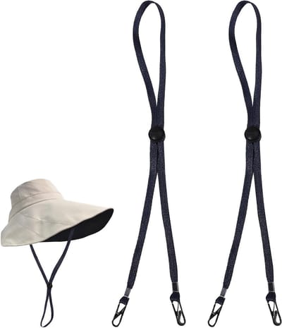 Verstelbare Winddichte Hoed Touwset met Clips - 2 Stuks Anti-Verlies Hoedkoord voor Buitenactiviteiten, Flexibel en Comfortabel