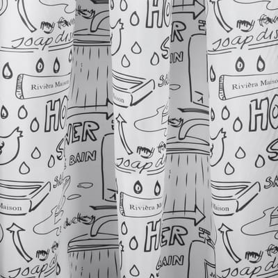 Differnz Douchegordijn Bath â€“ 180 x 200 cm â€“ Verzwaard â€“ 100% Polyester â€“ Wit/Zwart