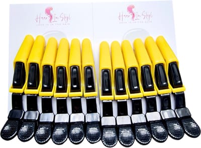 Haar in Stijl® 12 Krokodillen Haarklem Geel - Alligator Clips Haarstyling