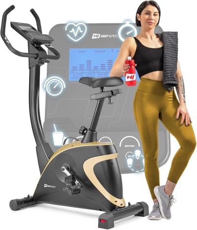 Hometrainer - Fitnessfiets Ergometer - Thuisconditie Verbeteren - 16 Weerstandsniveaus - 150 kg Max - Goud