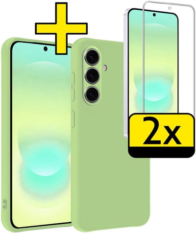 Hoesje - Met 2x Screenprotector - Geschikt voor Samsung Galaxy A37 - Sterk & Shockproof - Back Cover - Siliconen Case - Telefoon Hoes - Telefoonhoesjes - Groen