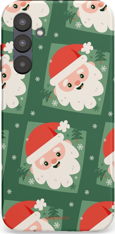 Casetastic hoesje geschikt voor Samsung Galaxy A25 - Dubbellaagse bescherming - Kerstmannen in het bos - Fashion Case - Donkergroen Wit Terracotta Crème