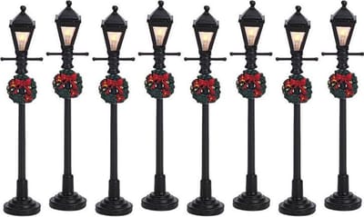 Lemax - Gas Lantern Street Lamp -  Set Of 8 -  B/o (4.5v) - Kersthuisjes & Kerstdorpen