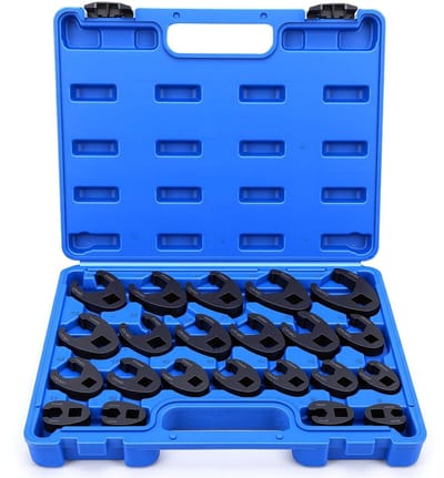 Dailygoods- Kruissleutelset 22-delig - Carbon Staal - 8-32mm - Antiroest - Opslagdoos - Geschikt voor Smalle Ruimtes - Sleutelset
