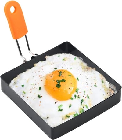 Vierkante Spiegeleivorm RVS met Antiaanbak & Hittebestendig Handvat - Perfect voor Eieren, Pannenkoeken en Gehakt