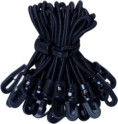 50 Stuks Stretch Rubber met Haken, 15 cm Expander voor Tenten, Posters en Banners, Multifunctionele Tensioner voor Zeilen en Paviljoens, Zwart