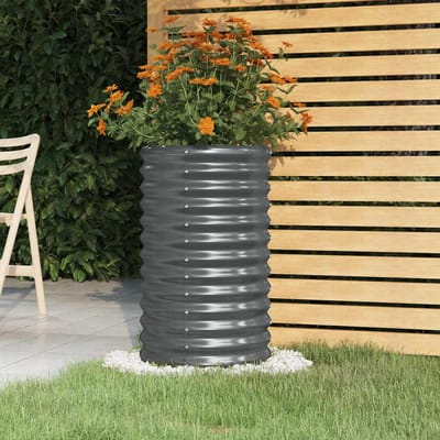 vidaXL - Plantenbak - 40x40x68 - cm - gegalvaniseerd - staal - antracietkleurig
