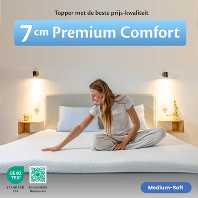 Ella Topper Matras 160x210 cm - 7CM Topdekmatras - Matrastopper Gel Infused Traagschuim & Aircell-schuim - Medium Hardheid