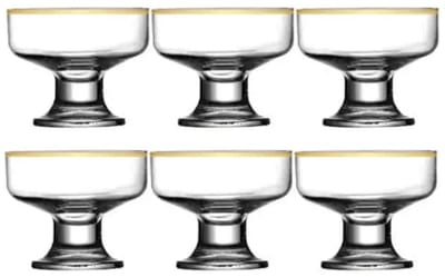 Paşabahçe – ijscoupes – Iceville 41016 – gouden rand – goud – 81 mm – set 6