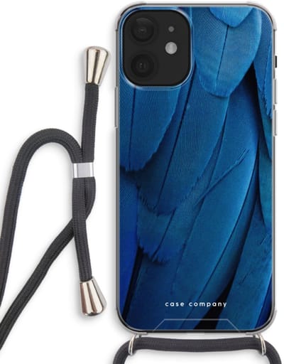 Case Company® - Hoesje met koord geschikt voor iPhone 12 hoesje met Koord - Pauw - Telefoonhoesje met Zwart Koord - Bescherming aan alle Kanten en Over de Schermrand
