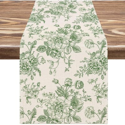 Chemin de table Chinoiserie Fleur Bleue Écharpe de Commode Décor Réutilisable Chemin de Table de Cuisine Salle à Manger Décorations de Fête de Fête 150x33cm