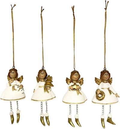 Home Society - Set/4 - Ornament Angel Dulce - Wit/Goud