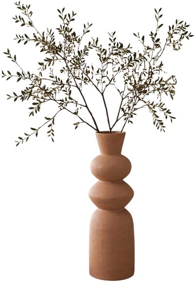 Atmosphera Bloemenvaas Ezia - Totemvaas - bruin - keramiek - D15 x H48 cm