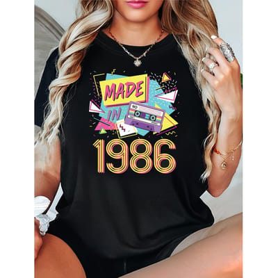 Dames 1986 Vintage Cassetteband T-shirt - 80s Retro Grafisch T-shirt met 1986 Verjaardag XXL zwart