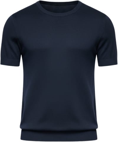 OMBRE T-shirt - Viscose - Korte Mouw - Effen Marine S