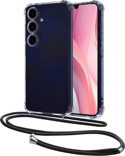 Hoesje - Geschikt voor Samsung Galaxy A15 - Met Koord - Shock Proof - Siliconen Case - Back Cover - Telefoonkoord - Telefoon Hoes Shockproof - Telefoonketting - Transparant