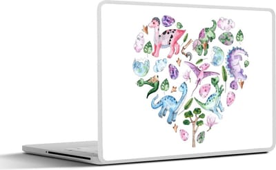 Laptop sticker - 12.3 inch - Kinderkamer - Patroon - Dinosaurus - Meisjes - Kinderen - Roze - Kids - 30x22cm - Laptopstickers - Laptop skin - Cover