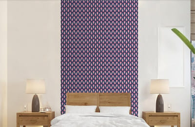 Behang - Fotobehang Patronen - Vintage - Blauw - Rood - Breedte 120 cm x hoogte 240 cm