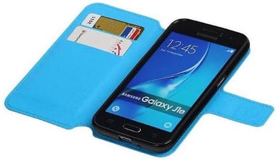 Cross Pattern TPU Bookstyle Hoesje - Wallet Case Telefoonhoesje - Geschikt voor Samsung Galaxy J1 Blauw