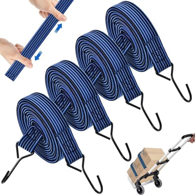 Rubberen Spanbanden Set - Elastische Spanners - Bagage Vervoeren - Met Handige Haken - 4 Stuks 1 Meter - Zwart