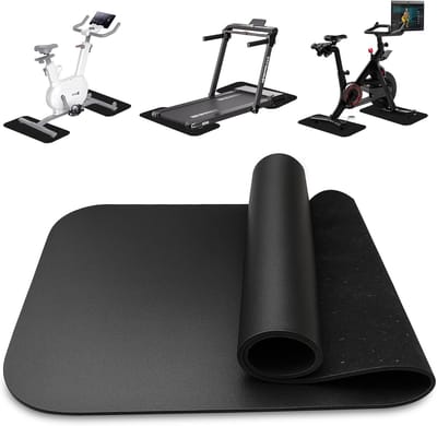 Vloerbeschermingsmat - Fitnessapparatuurmat - 2 stuks fietstrainingsmat - vloerbeschermingsmatten in Sport - Schokabsorberende vloerbeschermingsmat - Vloerbeschermingsmat geschikt voor fitnessapparatuur en loopbanden - 30*63*0,6 cm - Zwart