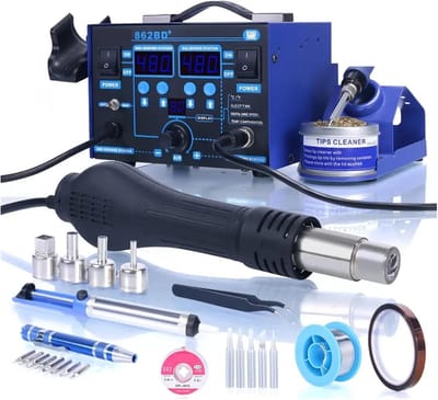 Soldeerstation - Hete Lucht Station - Elektronica Reparatie - Digitale Temperatuur Controle - 720 Watt - Zwart