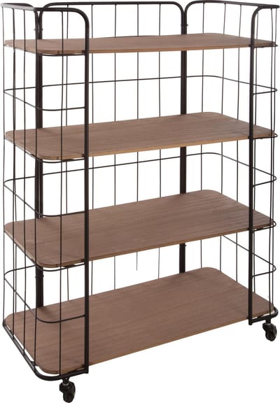 STAANDE HOUTEN KAST OF REK IN MDF HOUT EN METAAL - ZWART - L. 70 X. D 31 x H. 97,5 CM - INDUSTRIEEL