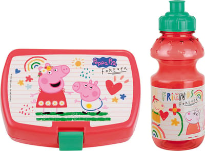 Peppa Pig lunchbox set voor kinderen - 2-delig - roze - kunststof