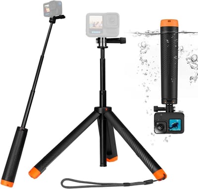 selfiestick zwevende handgreep statief waterdicht uittrekbaar selfie monopod geschikt voor Go Pro Hero 13 12 11 10 9 8 7 6 5 4 3, 3+ DJI Action 5 Pro Action 4/3 Insta360 Action