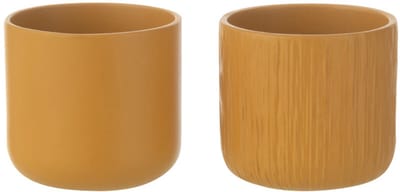 J-Line bloempot Gen - keramiek - oker - XXS - 2 stuks - Ø 7 cm