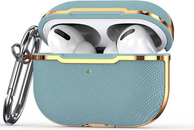 AirPods hoesjes van By Qubix - AirPods Pro / AirPods Pro 2 hoesje - Hardcase - Plated series - Blauw + goud Airpods Pro Case Hoesje voor Airpods pro