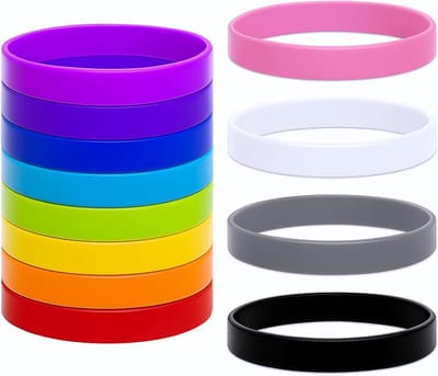 Thijox - 12 Siliconen Armbanden in Meerdere Kleuren - Elastische Polsbandjes voor Heren, Dames en Kinderen - Ideaal voor Fitness, Hardlopen, Sport, Fe