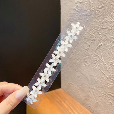10pcs Pince à cheveux petite fleur tissée mignonne, Mini pince à cheveux, Ornement de tête doux et élégant avec décoration latérale, Accessoires pour cheveux Size fits all