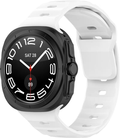 By Qubix - Compatible Samsung bandje - Solid Sportband - Wit - Geschikt voor Samsung Galaxy Watch Ultra / Ultra 2 - 47mm