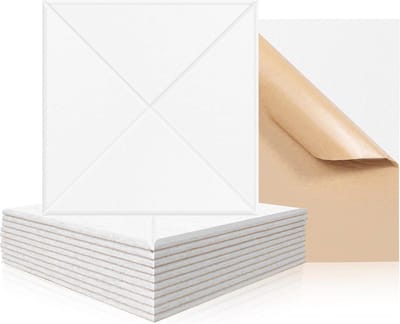 Akoestische Paneel GUUSII HOME Geluidsisolatiemat - Wandpaneel Fibrotech - Geluidsisolatie voor Kamers - 30 x 30 x 1 cm - Zelfklevend - Akoestische Isolatie - Wit L
