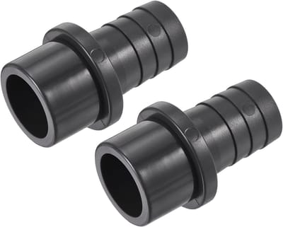 2 Pack PVC Buiskoppeling - Waterdichte Verbindingsstukken voor Tuin en Zwembad, 25mm Barb Recht, Geschikt voor Buitengebruik (OD 32mm, Zwart)