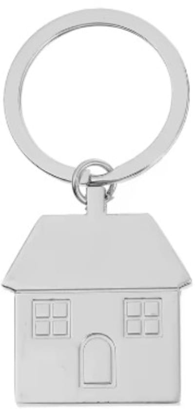 Scoby - Sleutelhanger Huisje - Verhuis Cadeau - Samenwonen Cadeautje - House Keychain - 1 Stuk - Zilver