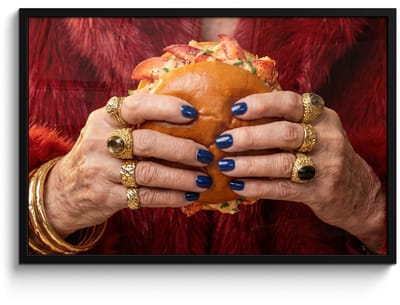 Poster in lijst - Fotolijst 90x60 cm - Posters - Broodje - Bontjas - Goud - Posterlijst zwart - Decoratie - Wanddecoratie woonkamer - Muurdecoratie slaapkamer