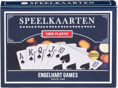 Longfield Speelkaarten 100% Plastic – 2 Sets in Kunststof Doosje – 4 Indexen – Duurzaam Kaartspel voor Gezelschapsspellen & Familiespel - Engelhart
