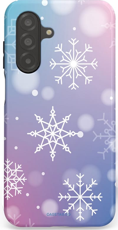 Casetastic hoesje geschikt voor Samsung Galaxy A26 - Dubbellaagse bescherming - Snowy Winter Gloed - Fashion Case - Lila Lichtgrijs Lichtblauw Lichtroze