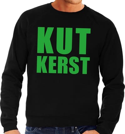 Bellatio Decorations Foute kersttrui - sweater - Kut Kerst - zwart - voor heren - kersttruien S
