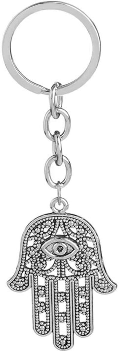 Scoby - Hamsa Hand Sleutelhanger - Hand van Fatima - Keychain - Geluk Hanger - Beschermend Amulet - Zilverkleurig