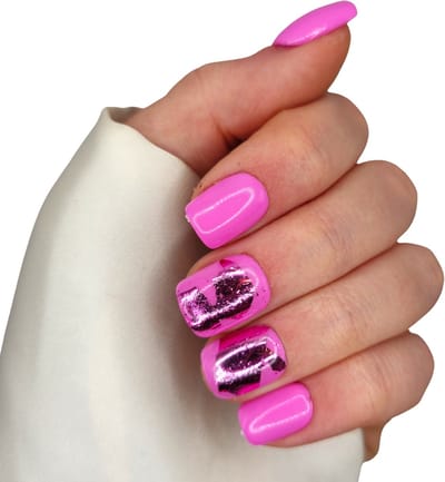 SD Press on Nails - B248 - Plaknagels met nagellijm - Kort Recht Square Kunstnagels - Roze Flakes - Set 20 Kunstnagels handgemaakt van gellak - Nail Art - Beauty - Manicure - Nails at home - Nageltips - Nepnagels - Accessoires voor haar