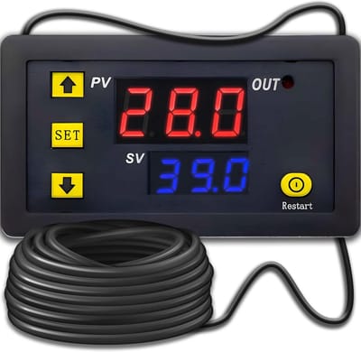 Digitale Temperatuurregelaar met LCD Display: Thermostaat Switch voor Verwarmen en Koelen (-50°C tot 110°C) met 1m Sonde