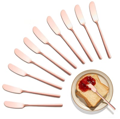 Botermes - Roestvrijstalen ontbijtmes voor jam - 10 stuks - 16,5 x 2 cm -Jamspreider - mes met lange steel voor het decoreren van crèmes - keukenbenodigdheden - decoratiegereedschap - gemakkelijk schoon te maken - duurzaam - roestbestendig